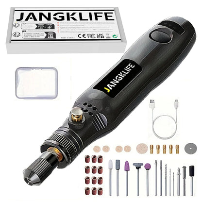 USB Rechargeable Cordless Rotary Tool Kit - Perfect for Woodworking, Jewelry Making, and More!