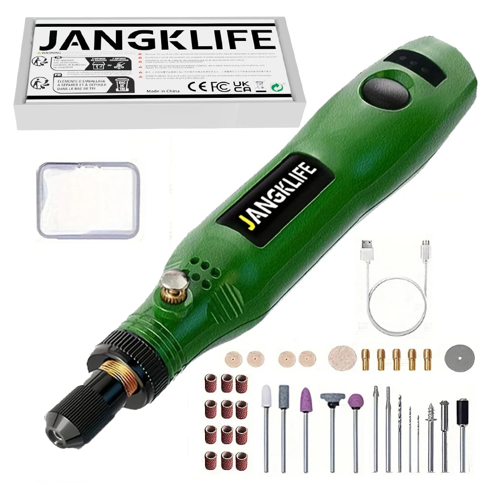 USB Rechargeable Cordless Rotary Tool Kit - Perfect for Woodworking, Jewelry Making, and More!