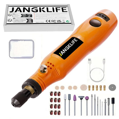 USB Rechargeable Cordless Rotary Tool Kit - Perfect for Woodworking, Jewelry Making, and More!