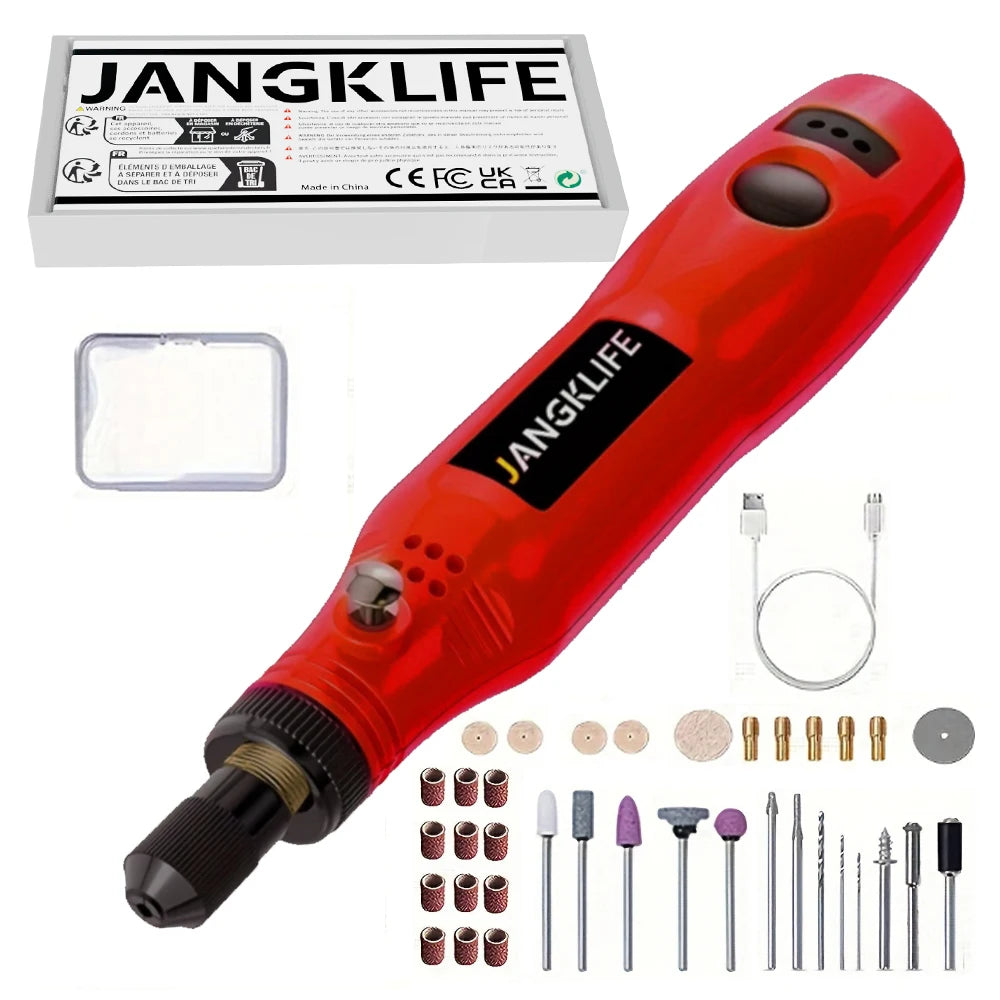 USB Rechargeable Cordless Rotary Tool Kit - Perfect for Woodworking, Jewelry Making, and More!